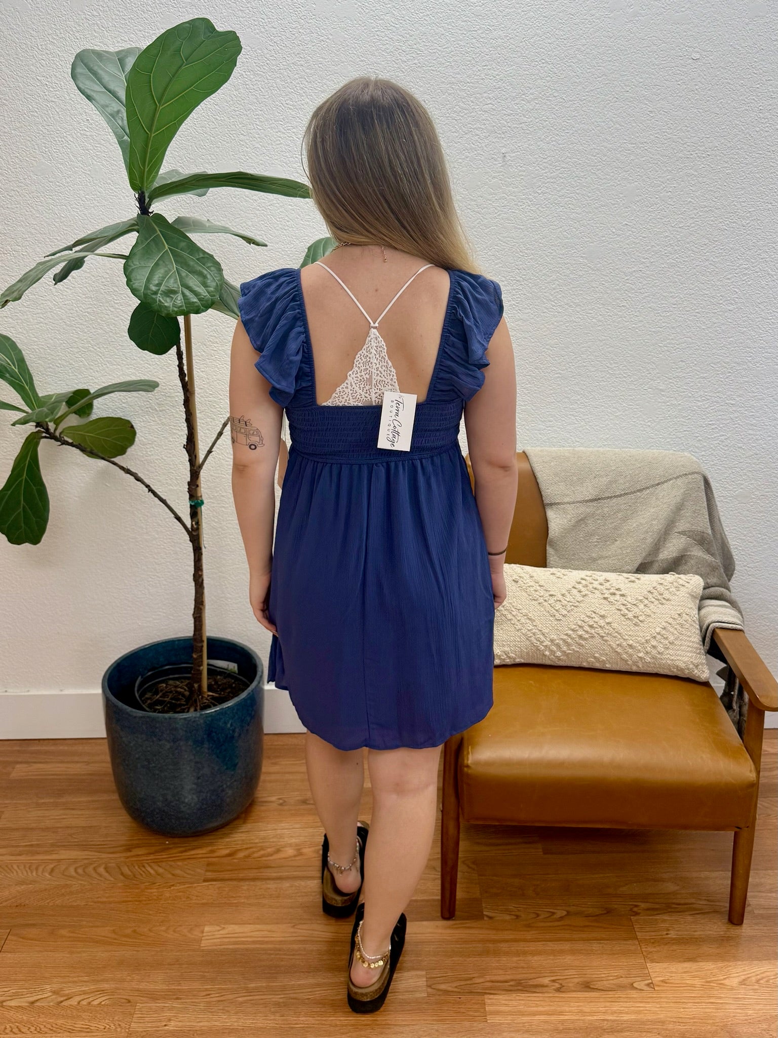 Dark Denim Smock Dress Medium Dark Denim Smock Dress Medium