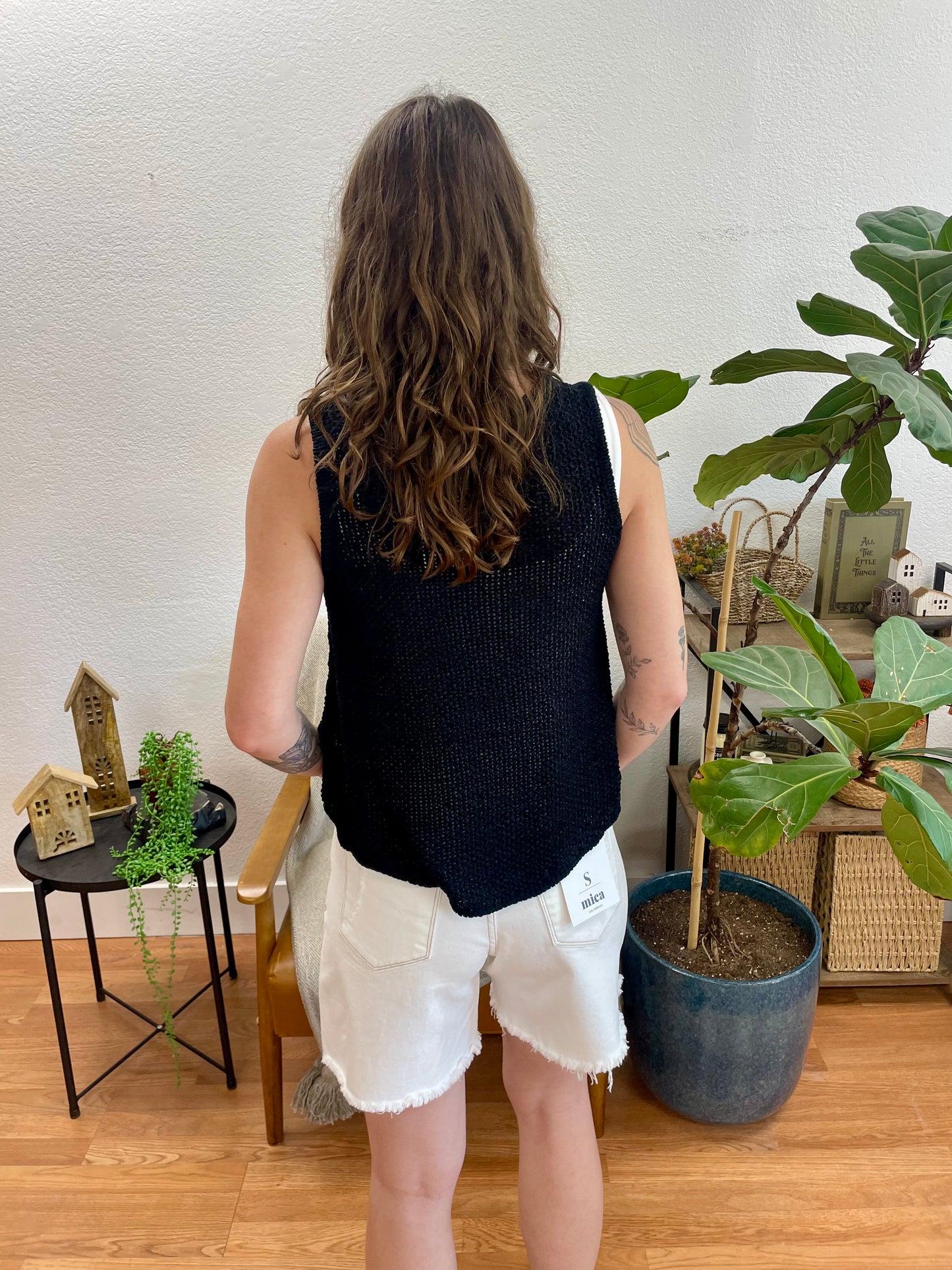 Mica Misty White Frayed Hem Shorts