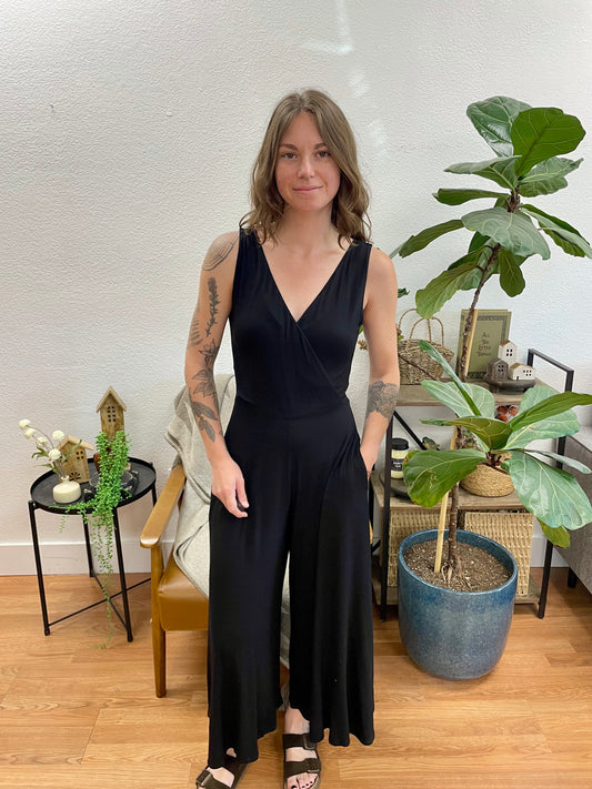 Black Crossover Front Jumpsuit