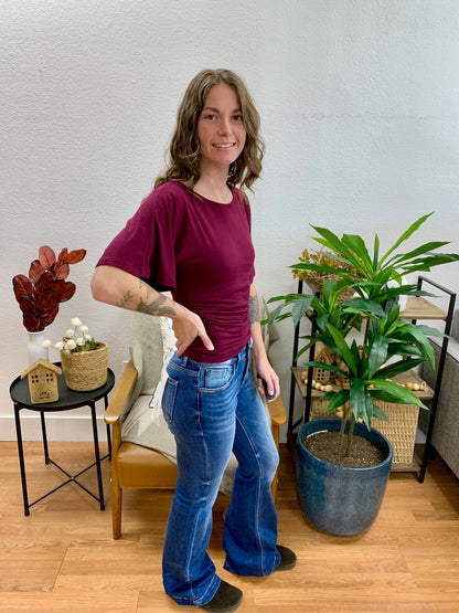 Risen Low Rise Flare Jeans