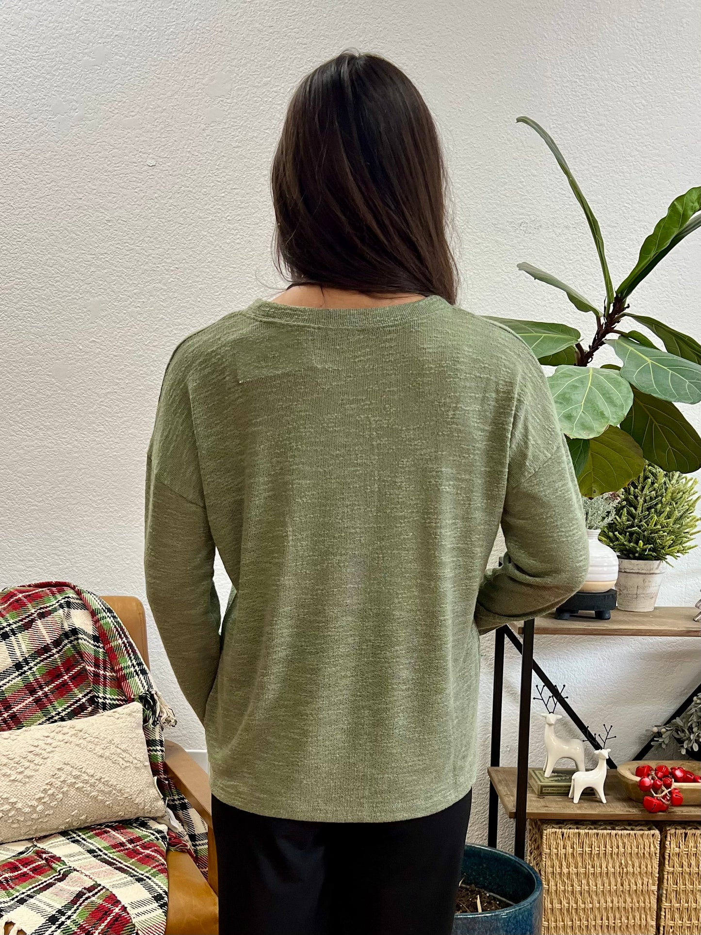 Olive Hacci Slub Long Sleeve