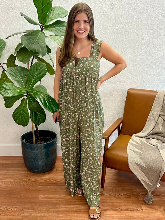 Olive Comfy Wide Leg Jumpsuit