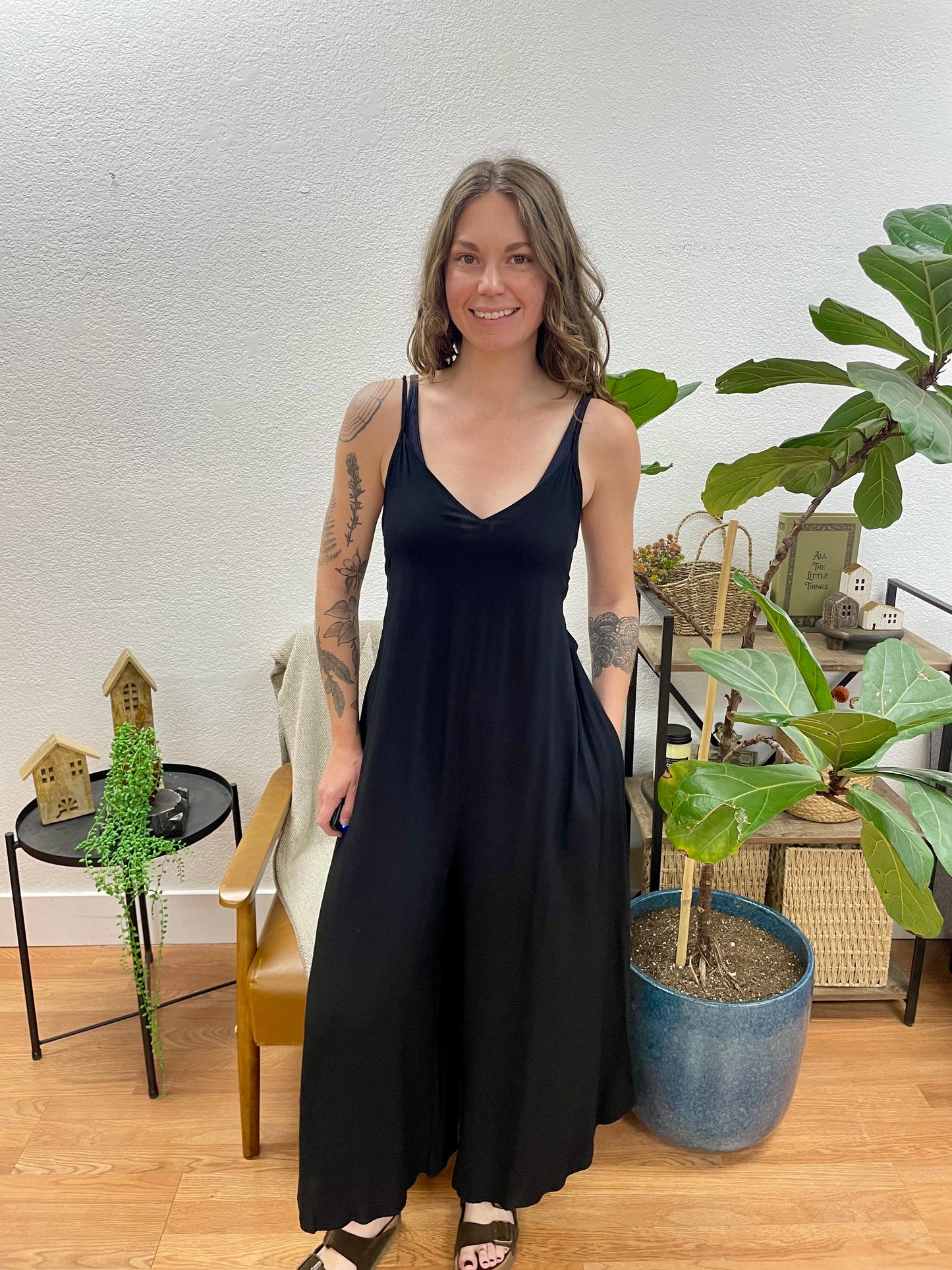 Black Cami Tie Back Jumpsuit