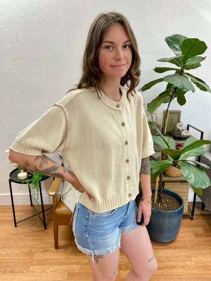 Natural Raw Edge Knit Sweater