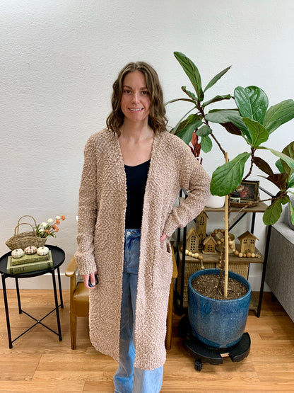 Tan Longline Cardigan