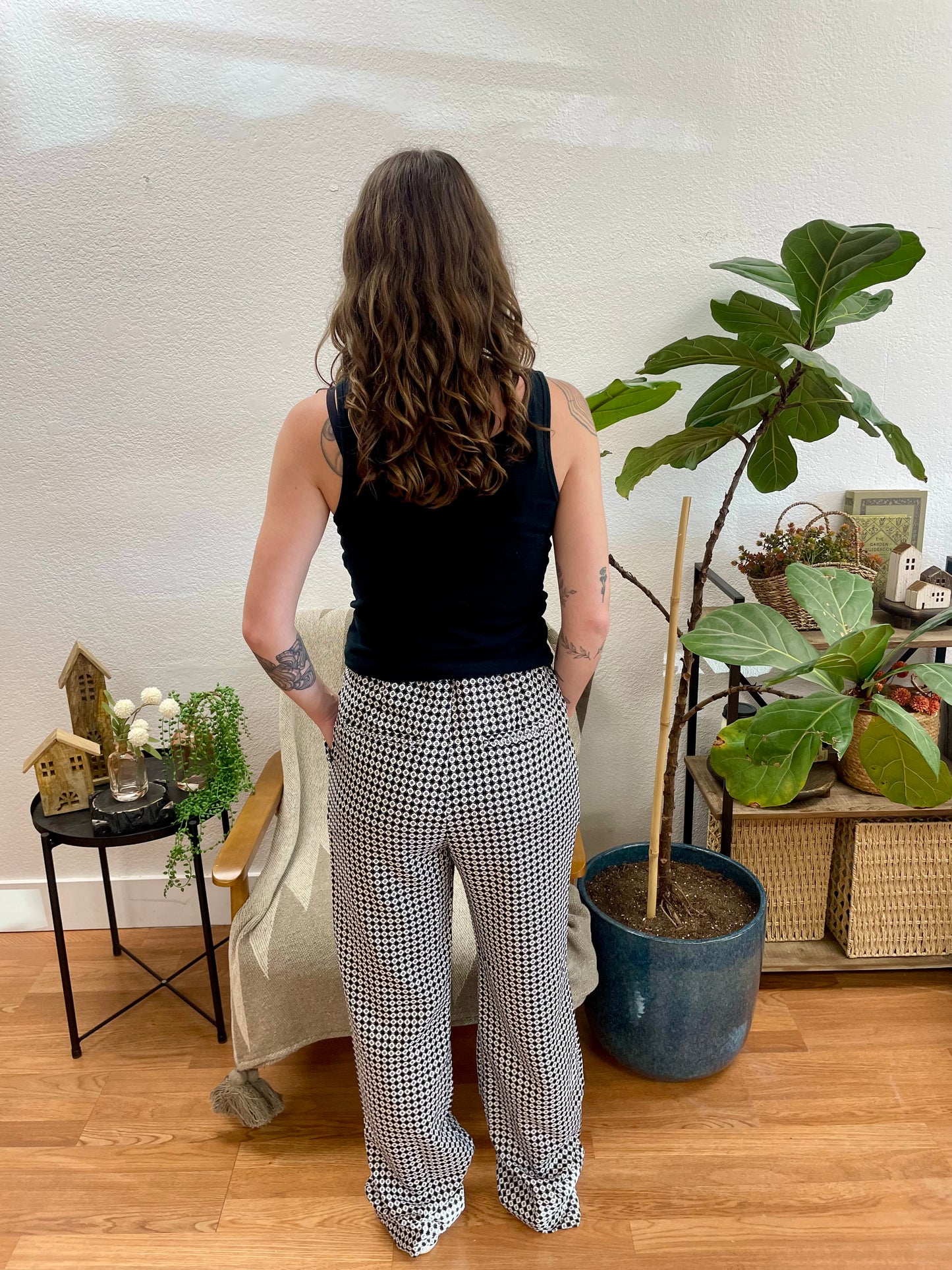 Black Patterned Trousers