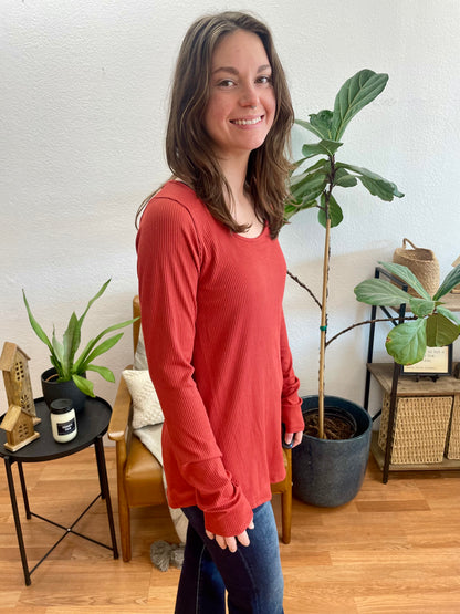 Rust Ribbed Top - Terra Cottage