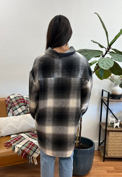 Grey Relaxed Plaid Shacket