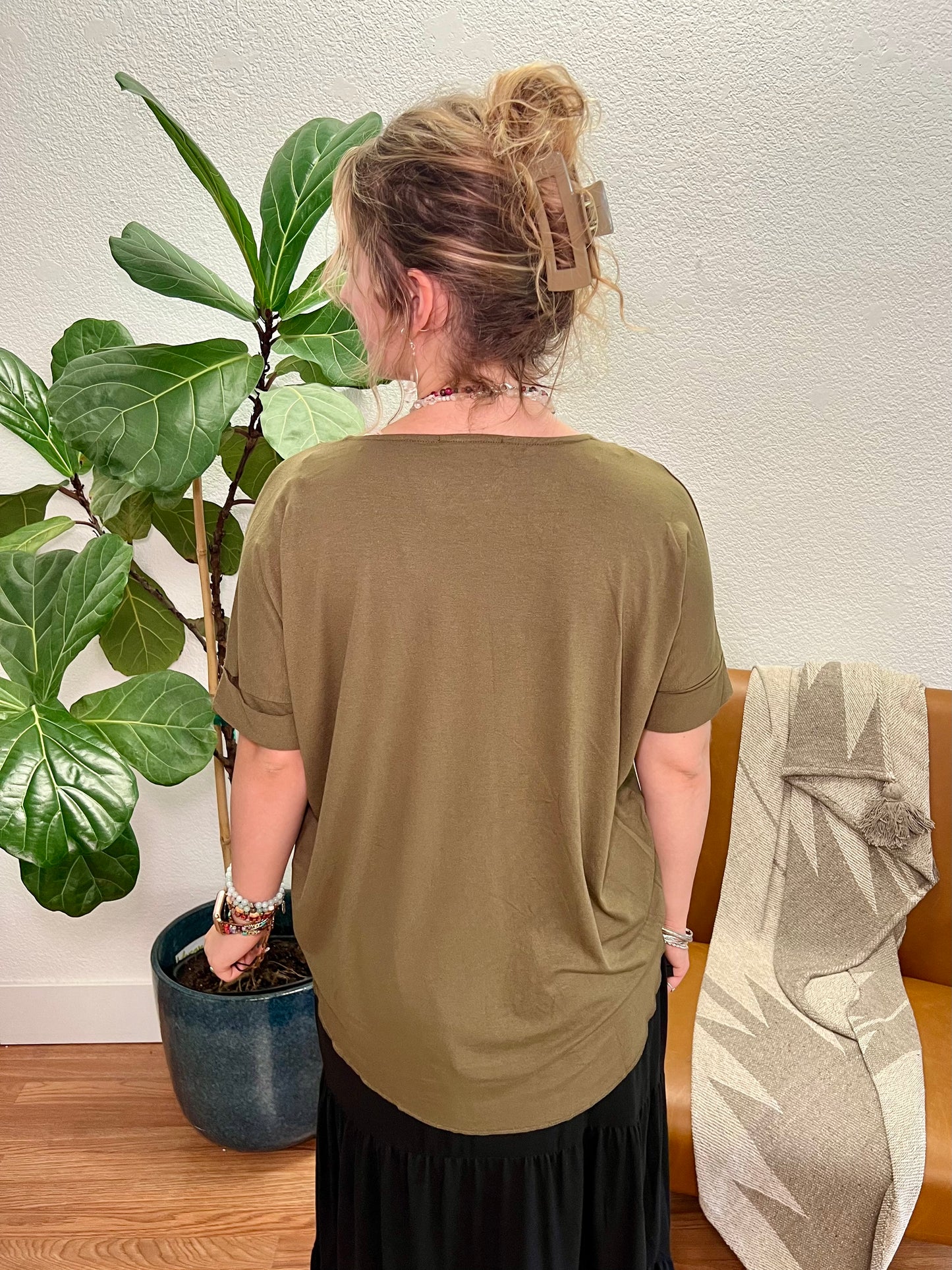 Dusty Olive Draped Front Top