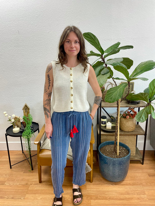 Navy Lightweight Cropped Pants