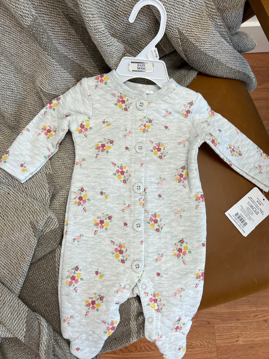 Baby Floral Quilted Footies