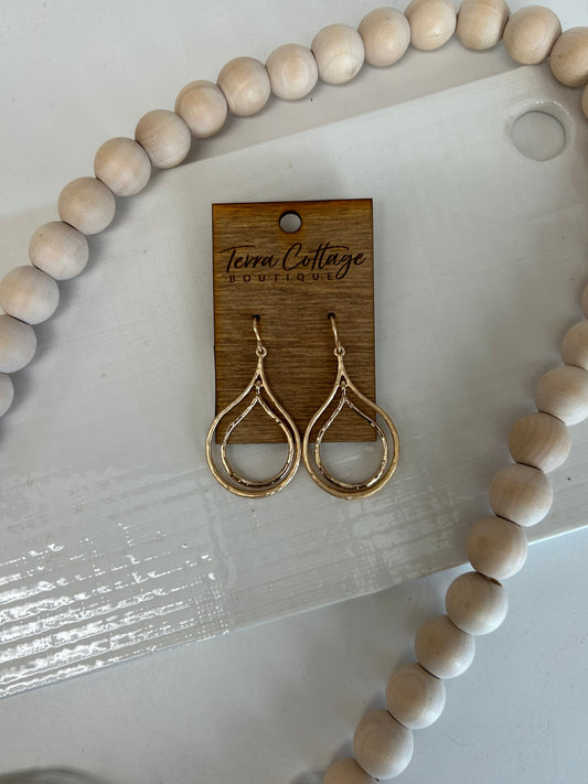 Matte & Polished Double Tear Drop Earrings