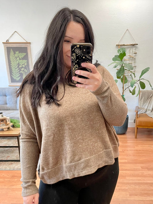 Mocha Brushed Dolman Sweater