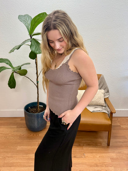 Deep Taupe Scalloped Knit Cami