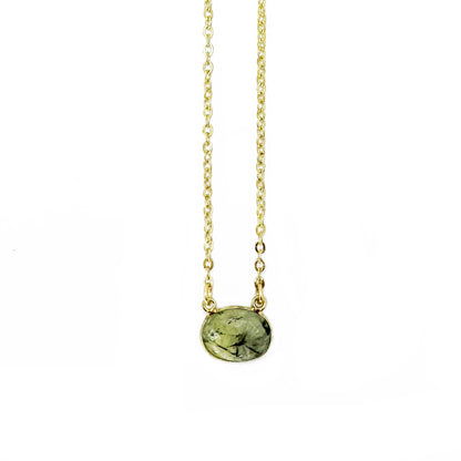 Gold Plated Necklace- Prehnite