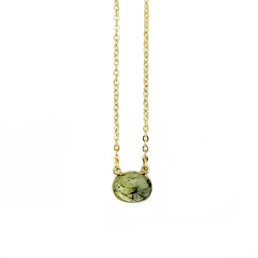 Gold Plated Necklace- Prehnite