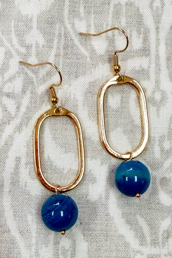 Mila Earrings Deep Blue Gold - Terra Cottage