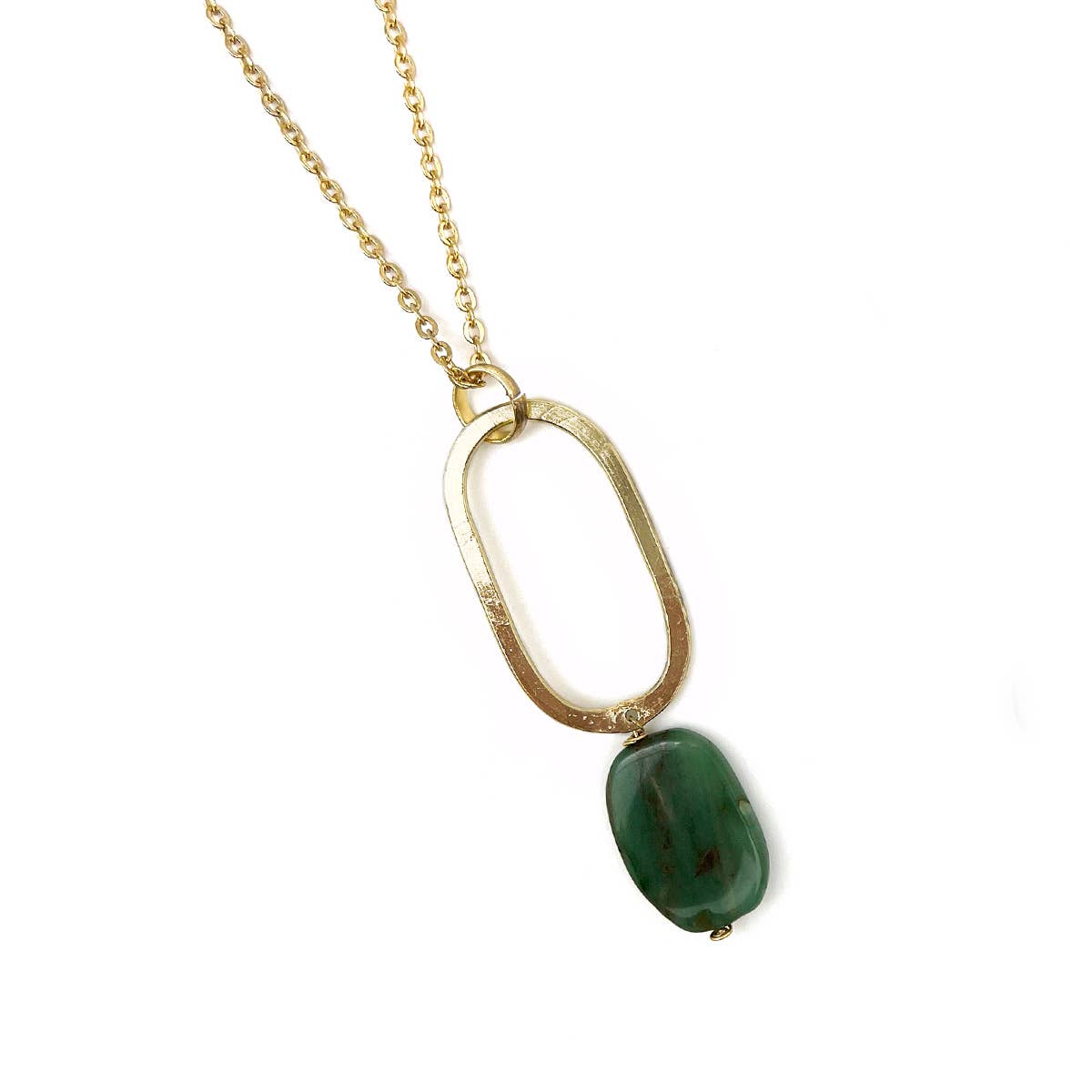 Gold Plated Geometric Necklace - Aventurine