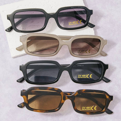 Retro Rectangle Frame Uv400 Sunglasses