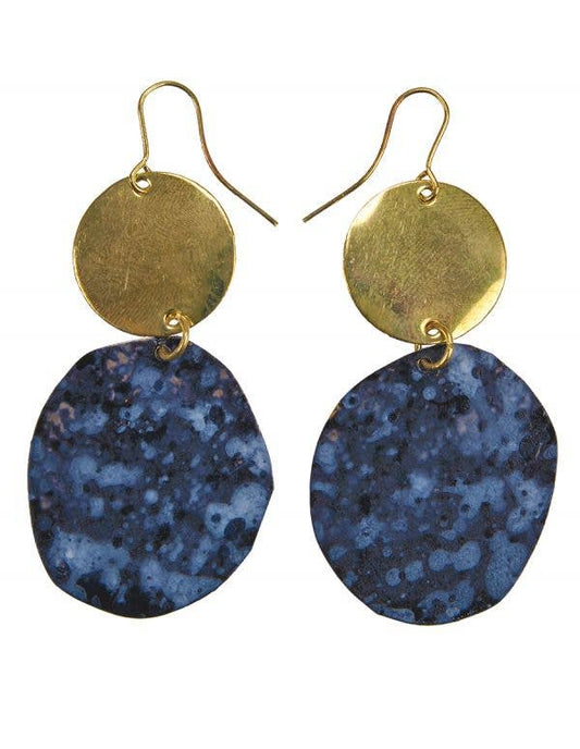 Black And Gold Double Circle Earrings