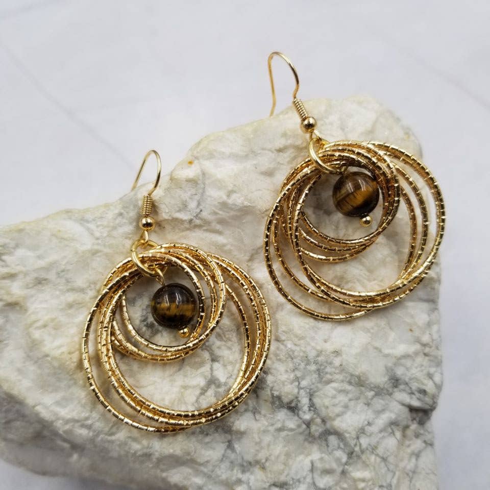 Multi Circle Gemstone Earrings