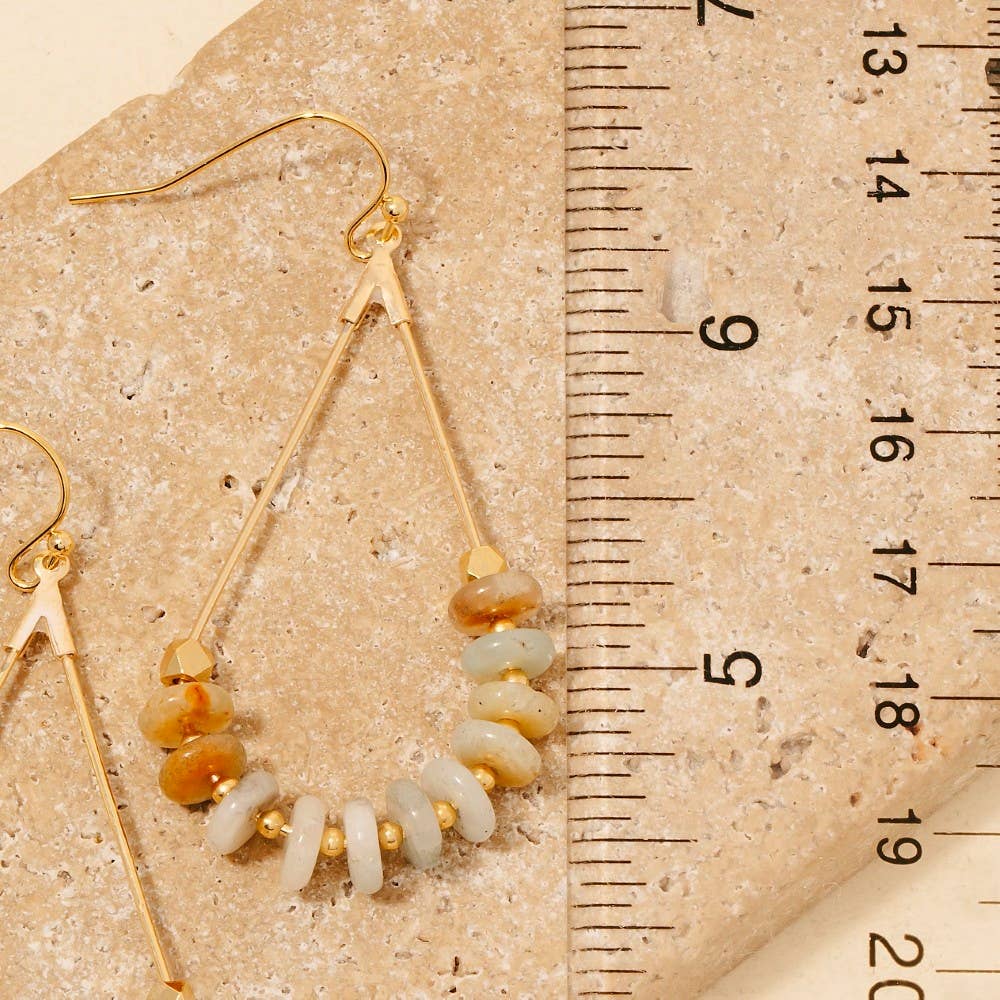 Amazon Stone Disc Beaded Tear Dangle Earrings