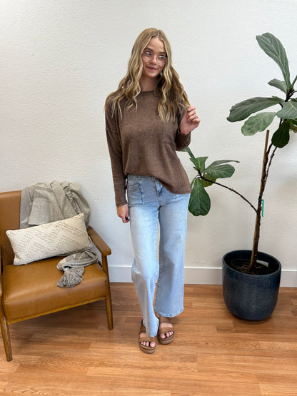 Brown Ribbed Hacci Sweater