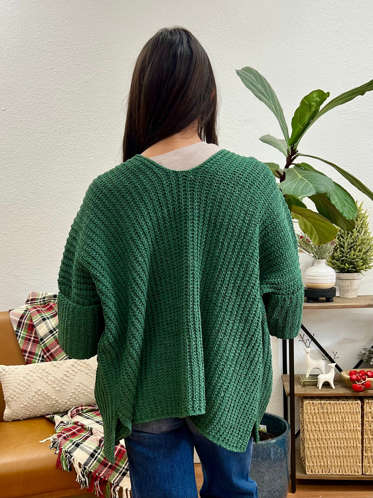 Dark Green Chunky Cardigan