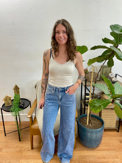 Mica High Rise Wide Leg Seamed Jeans