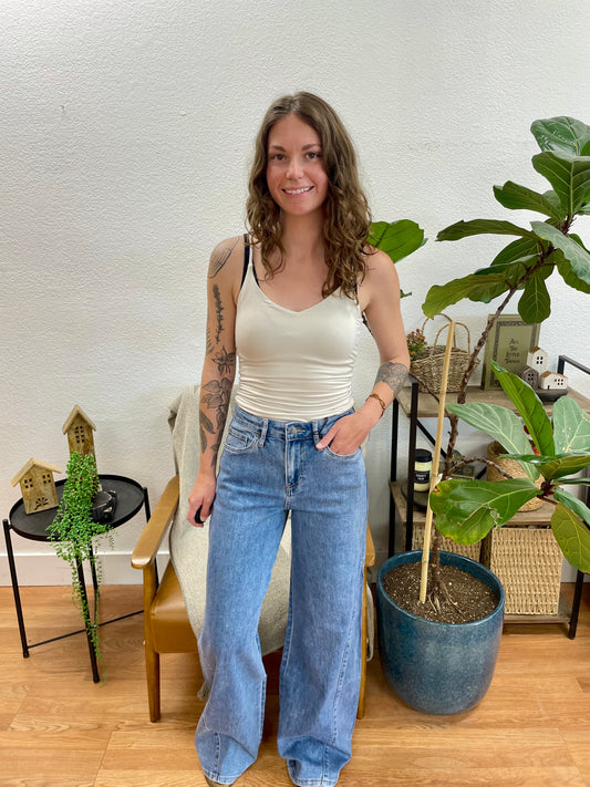 Mica High Rise Wide Leg Seamed Jeans