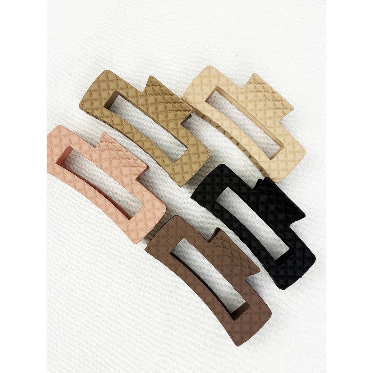 Neutral Color Embossed Cut Out Rectangle Hair Claw