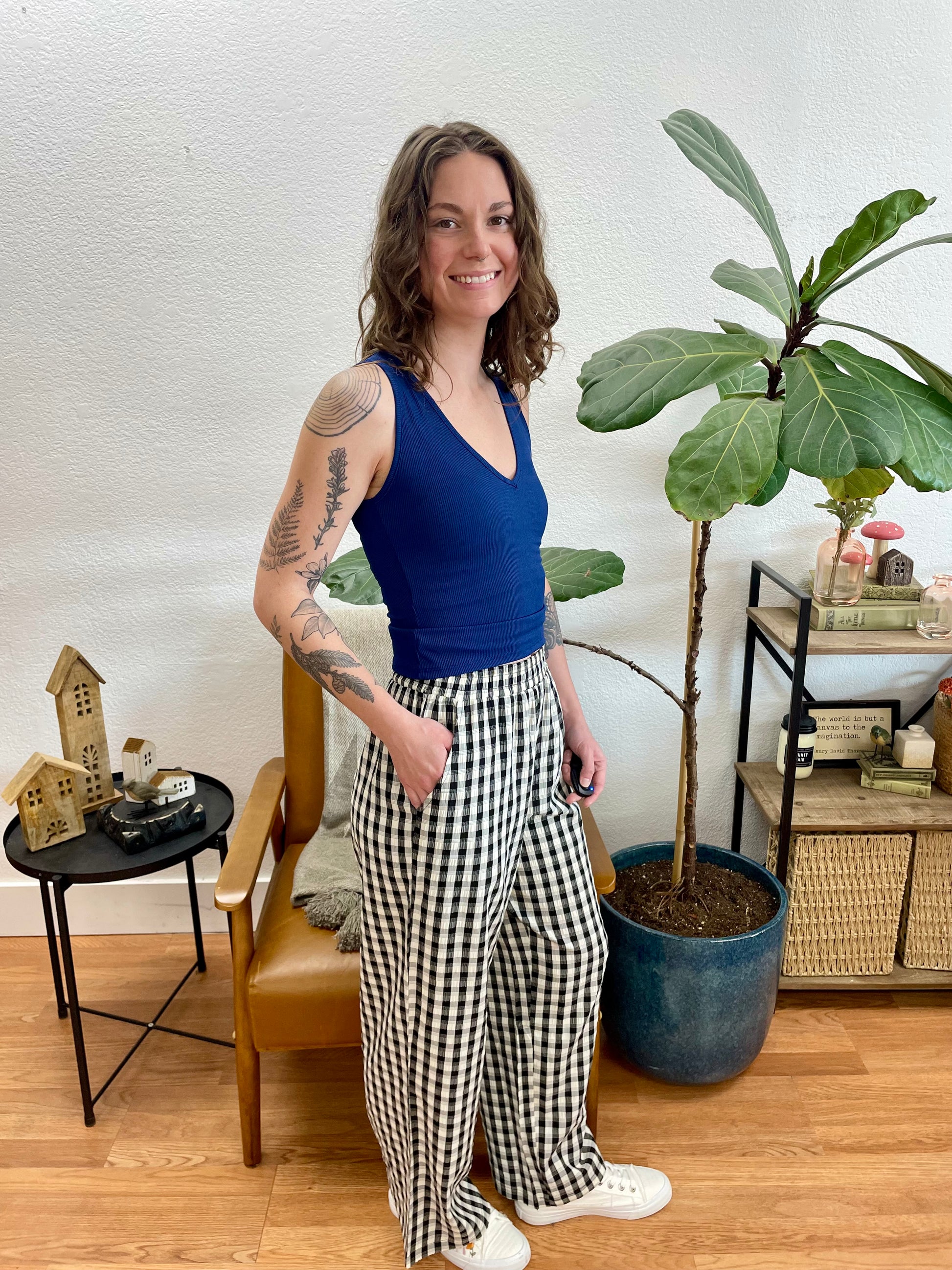 Black Gingham Casual Pants - Terra Cottage