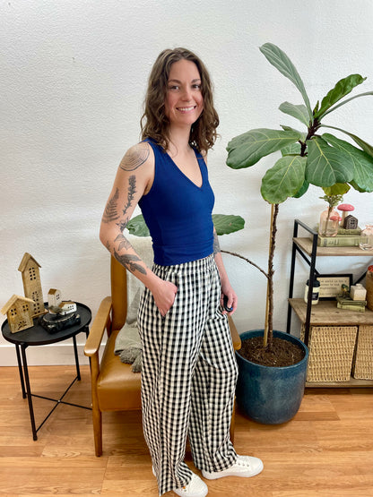 Black Gingham Casual Pants - Terra Cottage