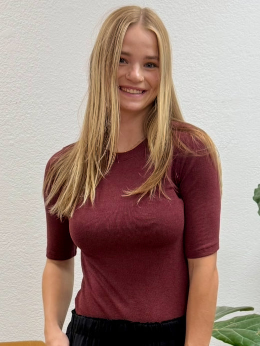 Burgundy Modal Ribbed Top
