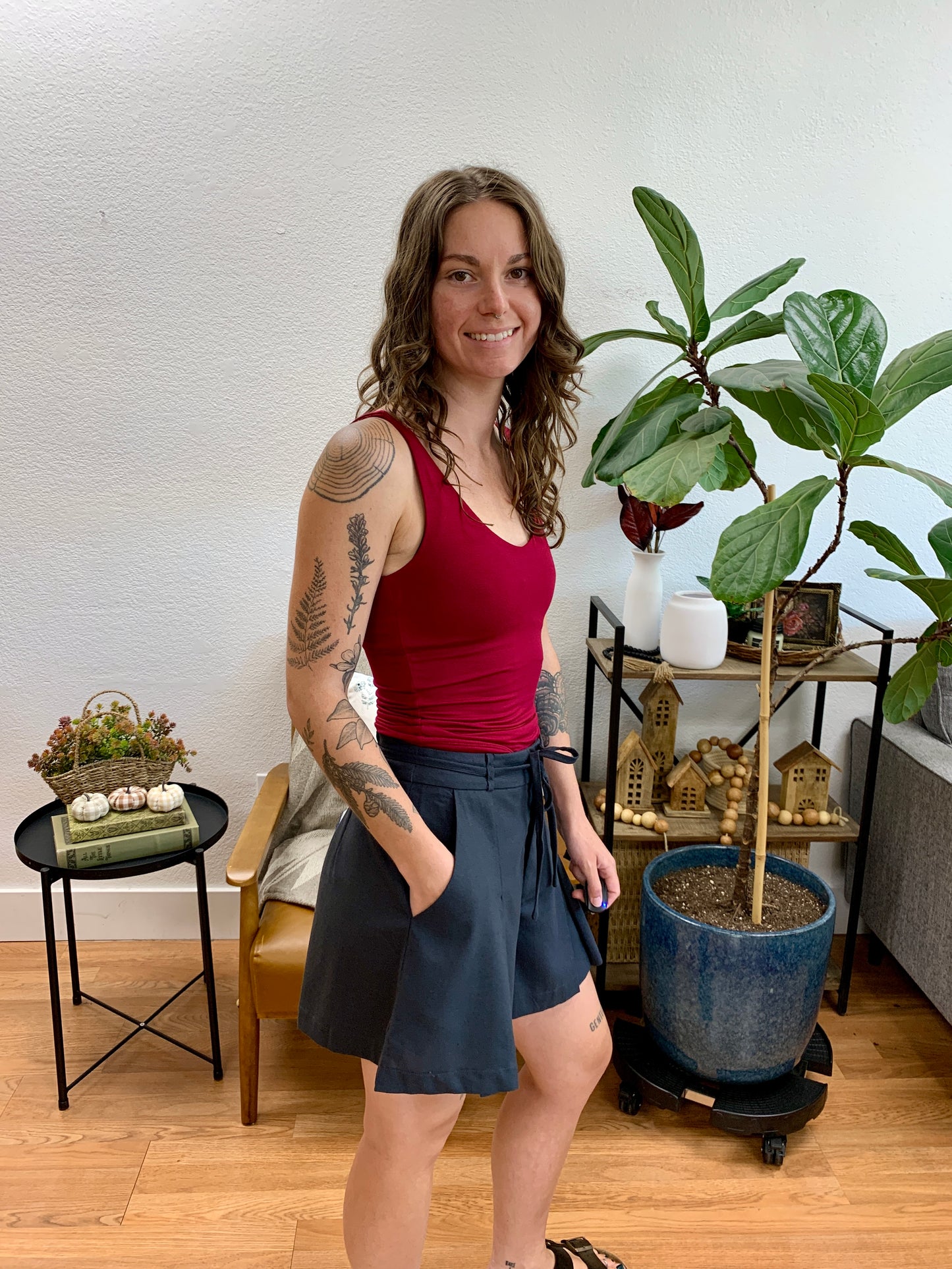 Graphite Pleated Shorts