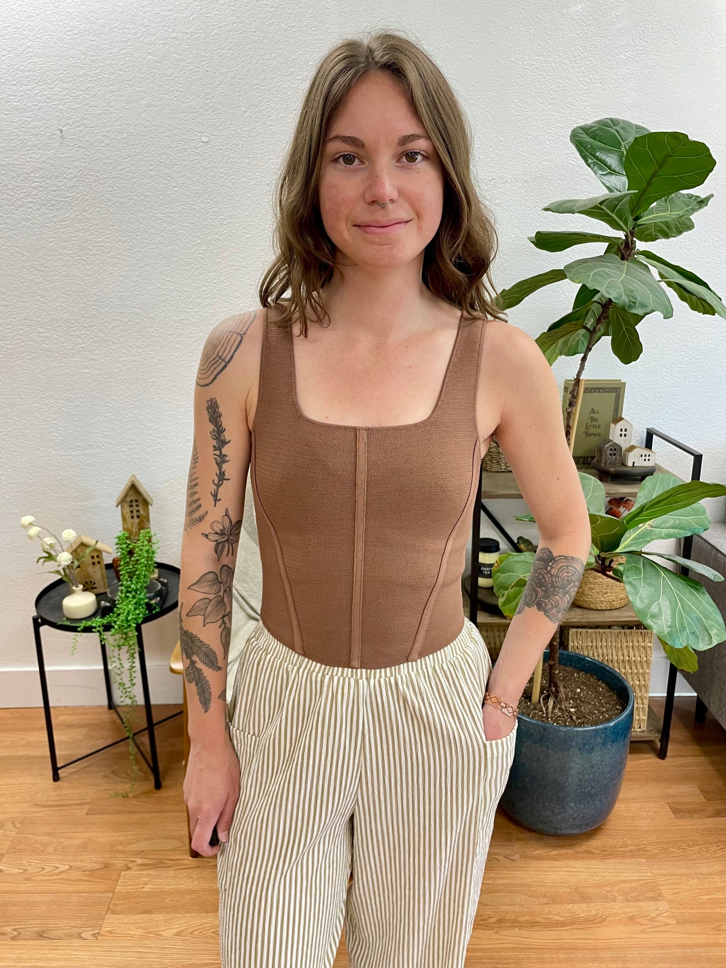 Brown Corset Style Tank
