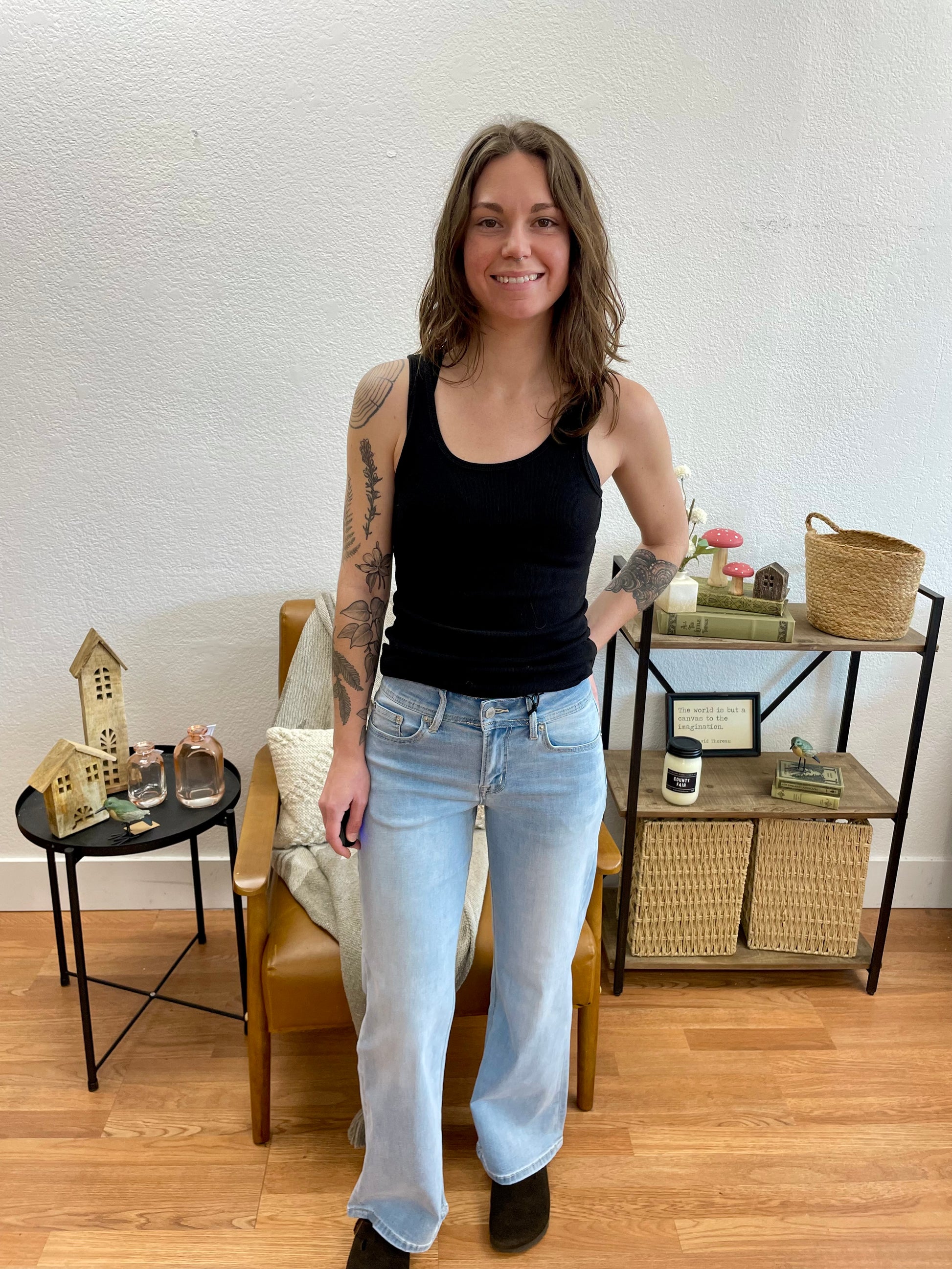 MICA Pale Blue Wide Ankle Jeans - Terra Cottage
