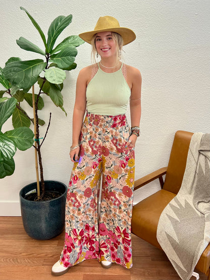 Bold Floral Flare Pants