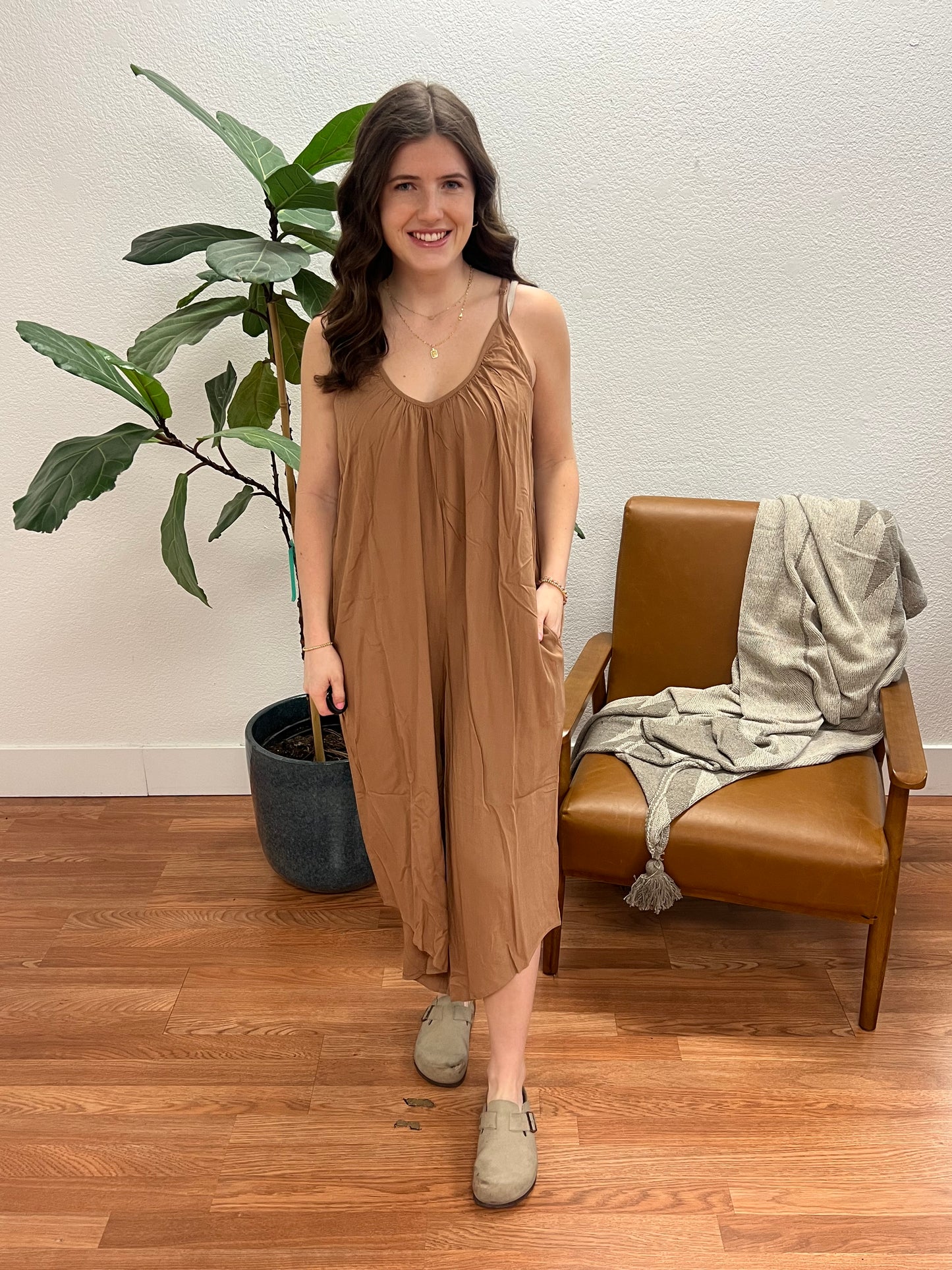 Tan Relaxed Everyday Cami Jumpsuit