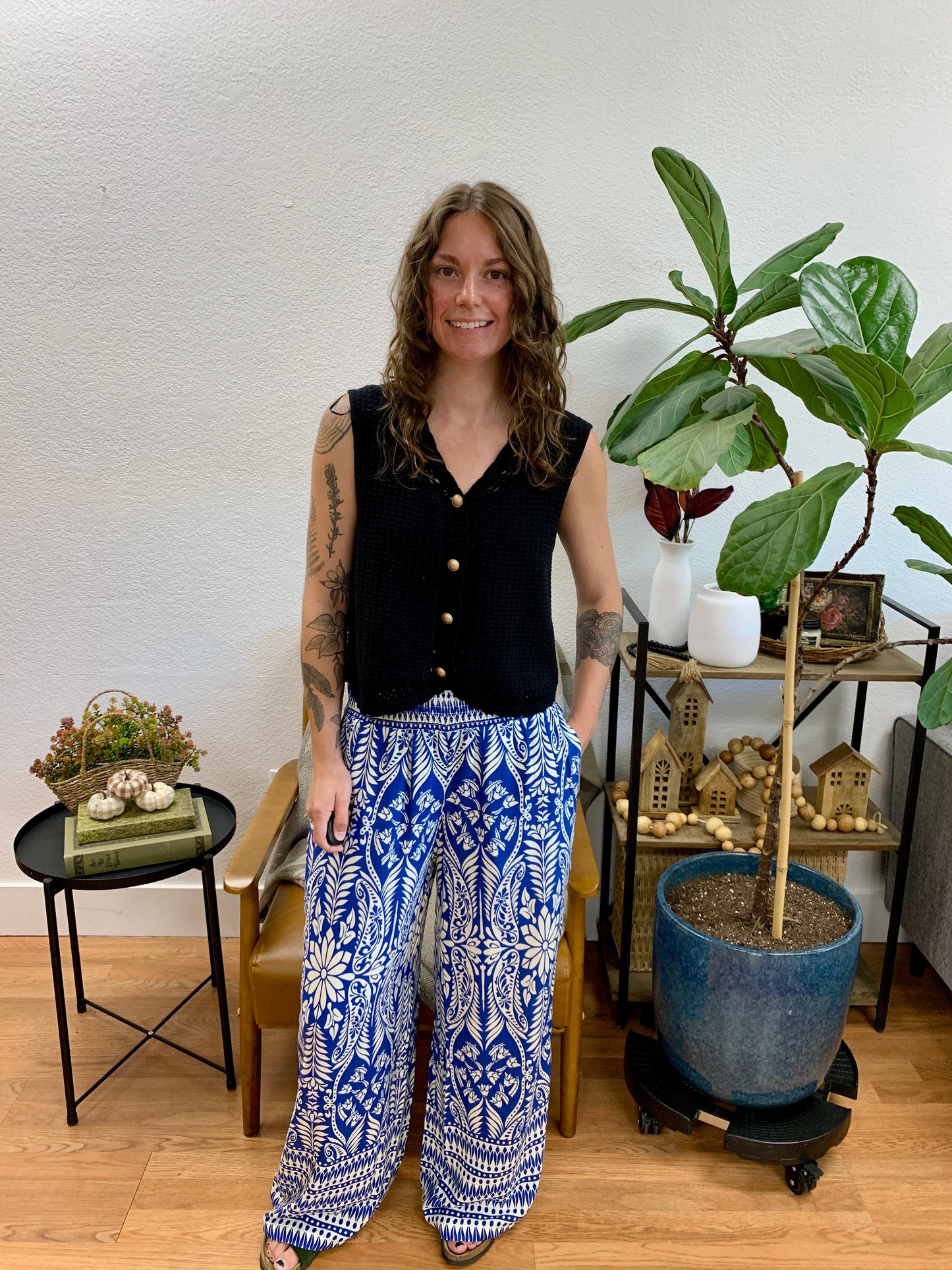 Blue Printed Palazzo Pants