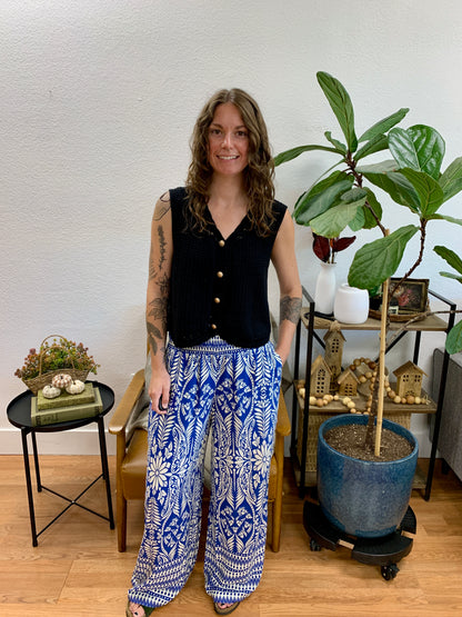 Blue Printed Palazzo Pants
