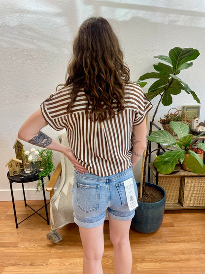 RISEN Light Wash Cuffed Shorts