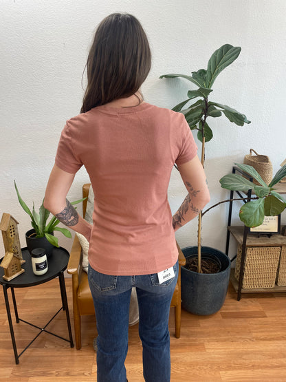Terra Cotta Classic Slim V Neck Tee