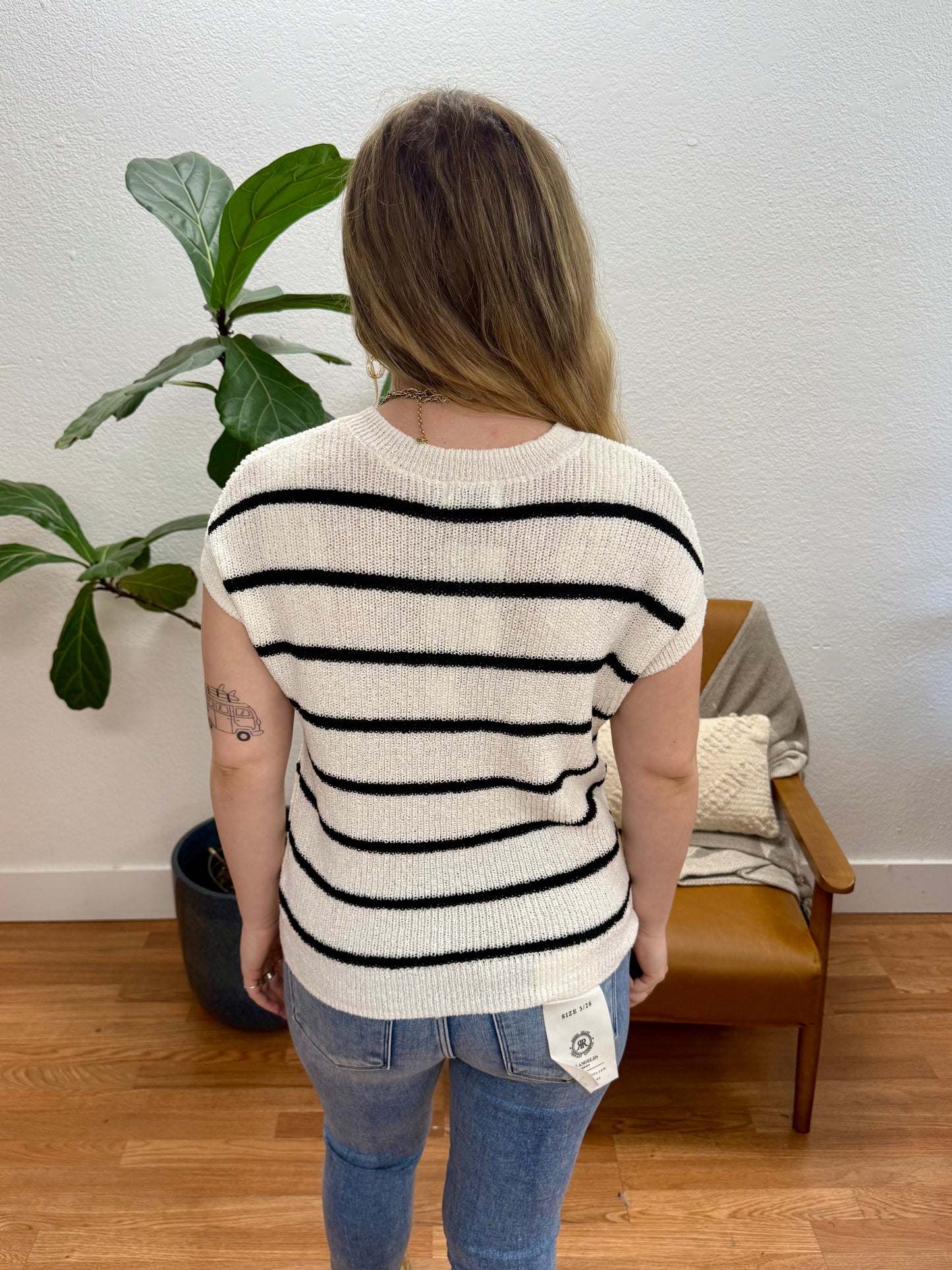 Ivory Stripe Knit Sweater