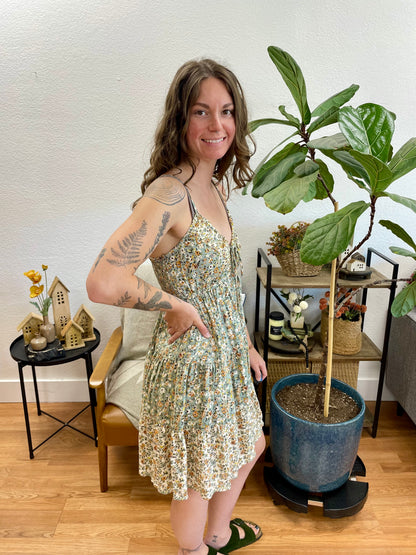 Sage Ditsy Print Sundress