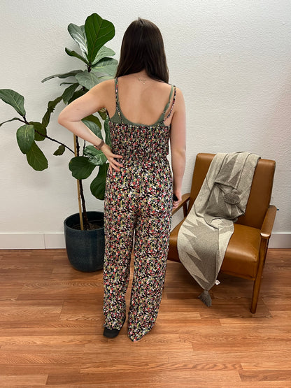 Black Floral Cami Jumpsuit