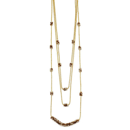Sachi Coffee & Cream Collection Necklace - 3 Beaded Layers