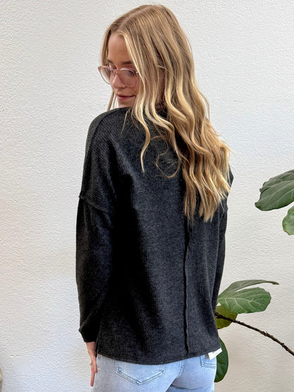 Black Ribbed Hacci Sweater