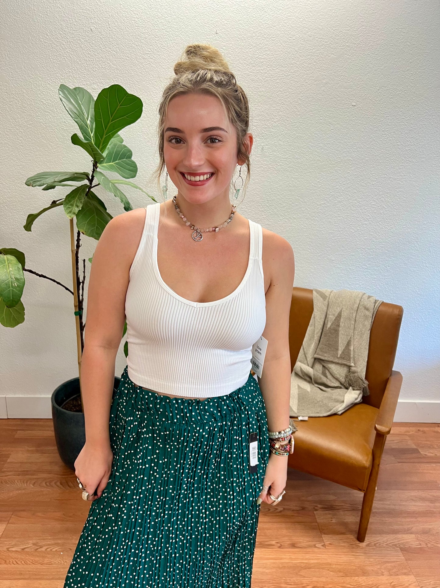 White Stretchy Ribbed Crop Top