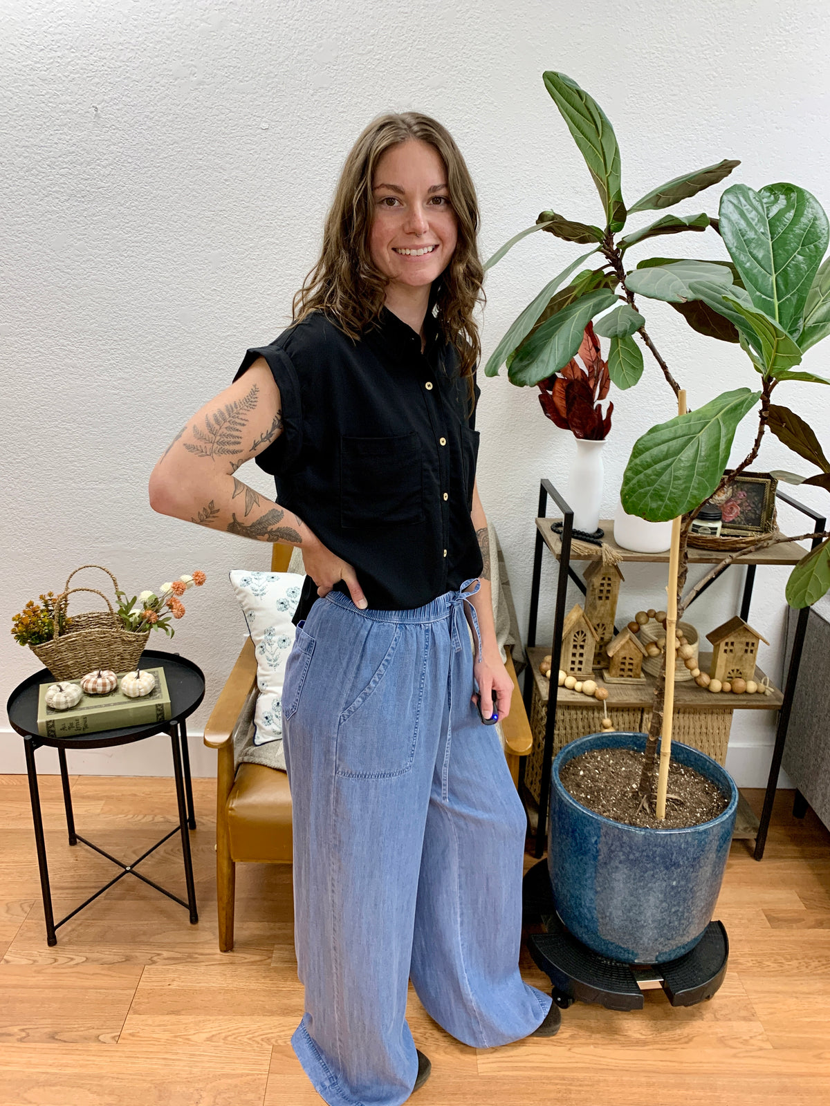 Chambray Pull on Pants